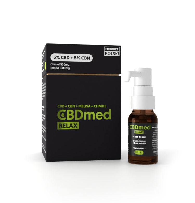 CBDmed Relax 5% CBD + 5% CBN – naturalny olejek z chmielem i melisą dla relaksu i wyciszenia